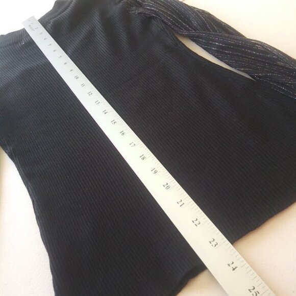 Absolutely Famous women's size S black and silver metallic long sleeve blouse - Picture 12 of 15